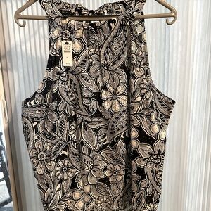 Talbots Black and white floral halter top with sparkle Sz XL, NWT